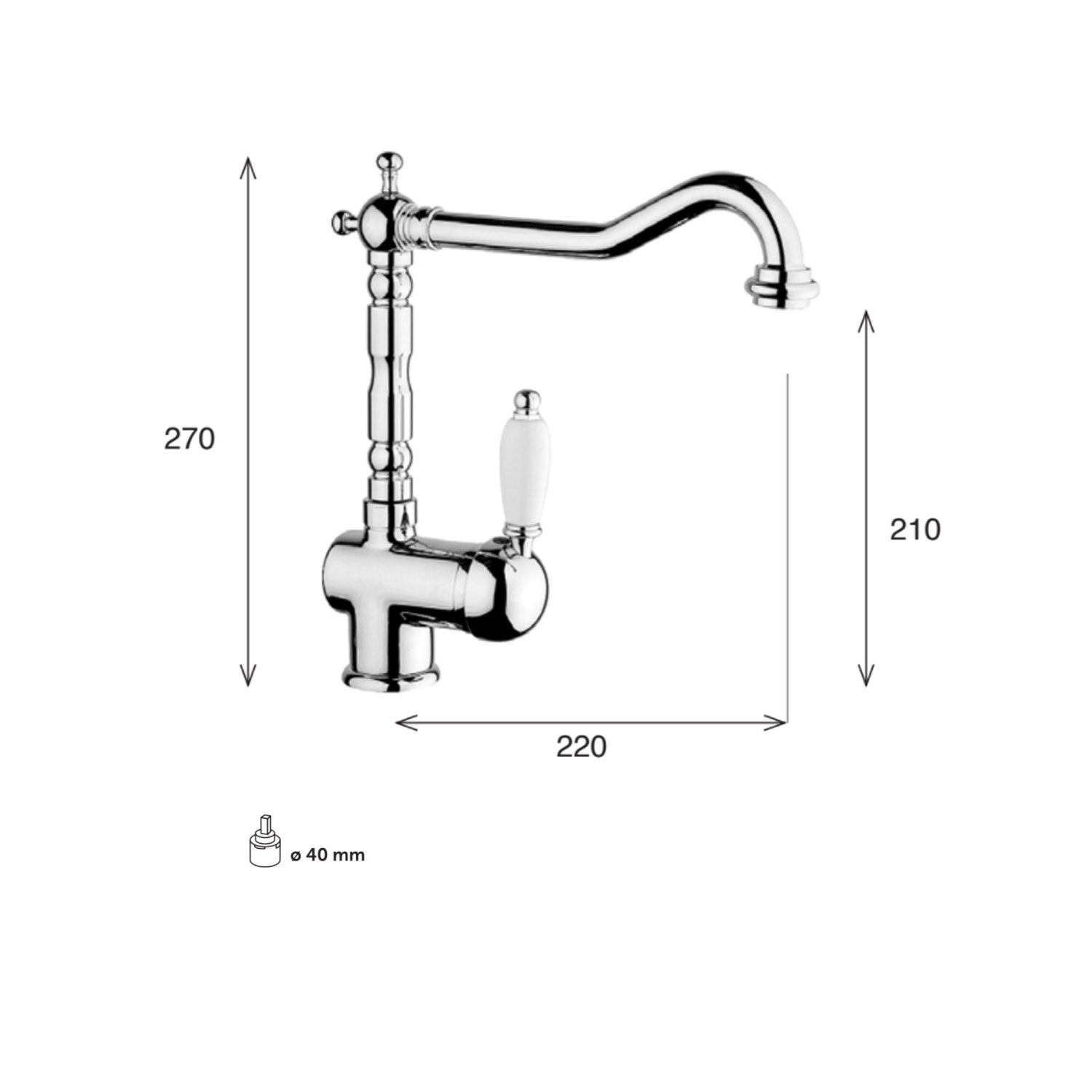 Miscelatore cucina bocca antica in ottone cromato modello Anya Keller taps by CeramicStore | Lo specialista del tuo bagno