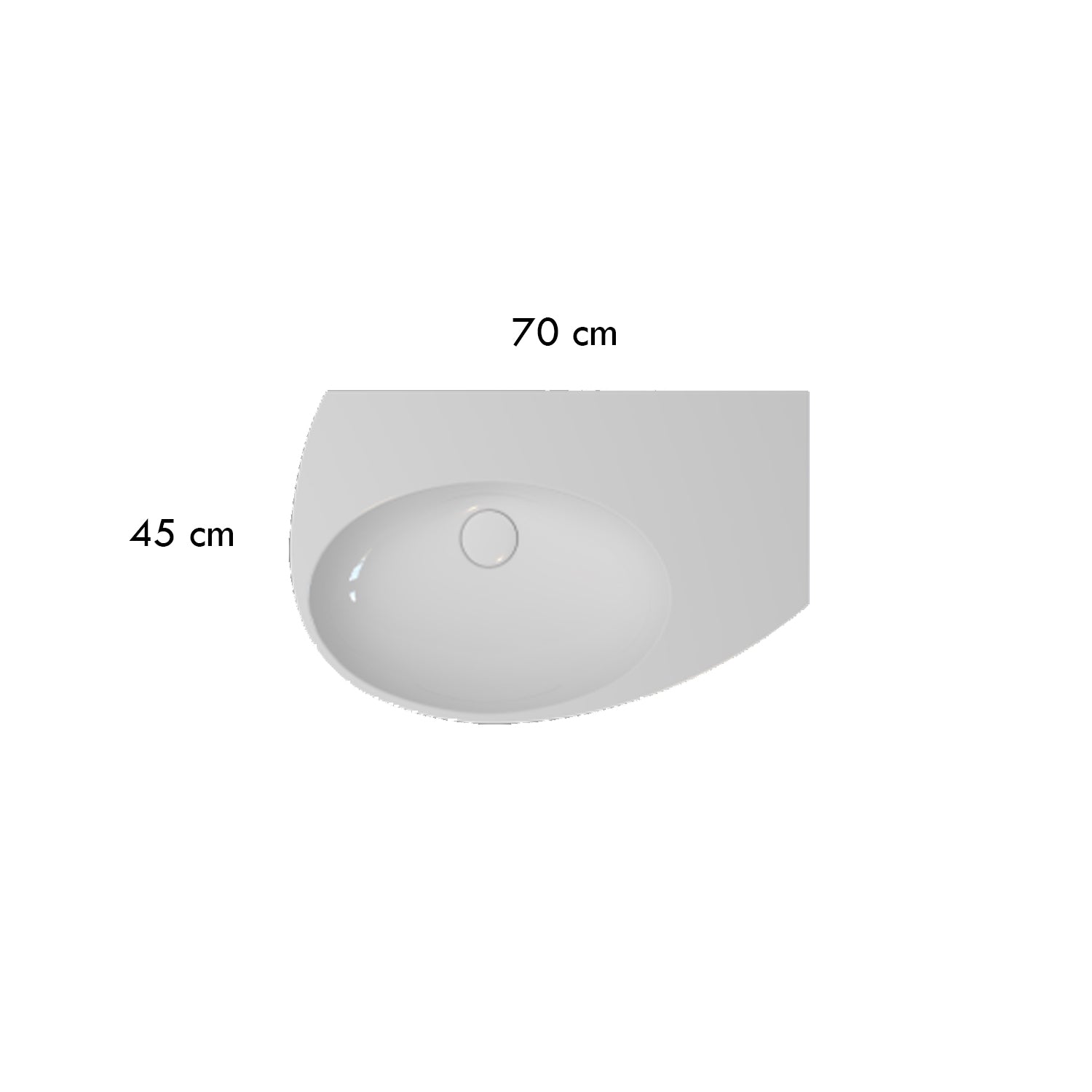 Lavabo Sospeso con piano d'appoggio laterale 70x45 cm Ceramica Globo Mode - vasca a sinistra by CeramicStore | Lo specialista del tuo bagno