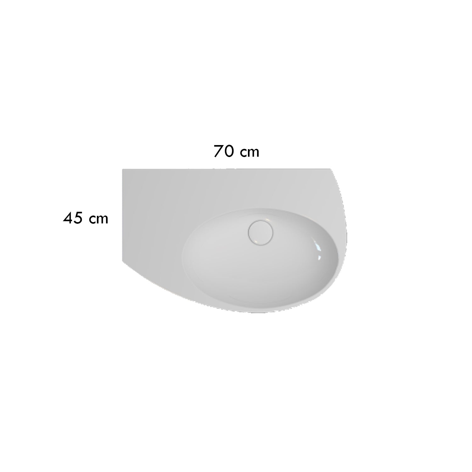 Lavabo Sospeso con piano d'appoggio laterale 70x45 cm Ceramica Globo Mode - vasca a destra by CeramicStore | Lo specialista del tuo bagno