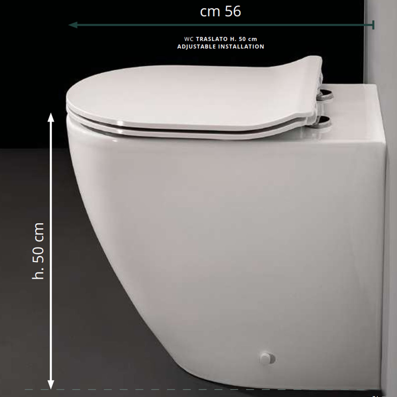 Sanitari filoparete con scarico traslato h 50 cm modello Cover XL Ceramica Althea - sedile softclose