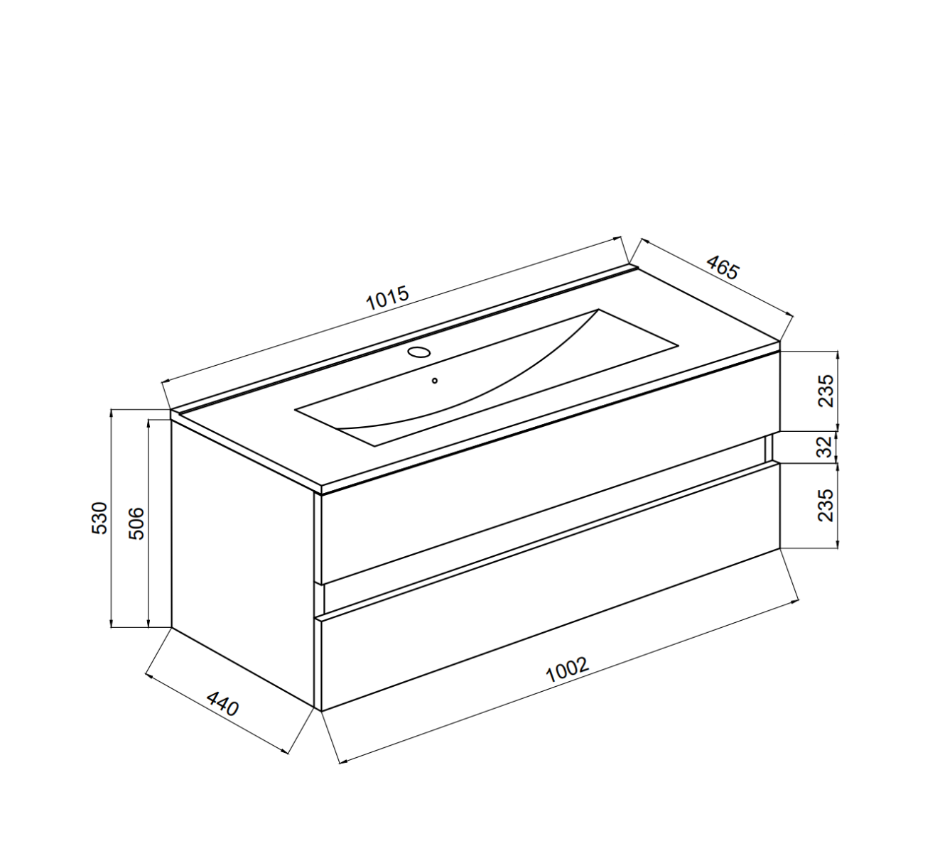 Mobile bagno 100 cm con lavabo e specchiera Cubi&Co Symmetry Classic 4 - Rovere Bianco by CeramicStore | Lo specialista del tuo bagno
