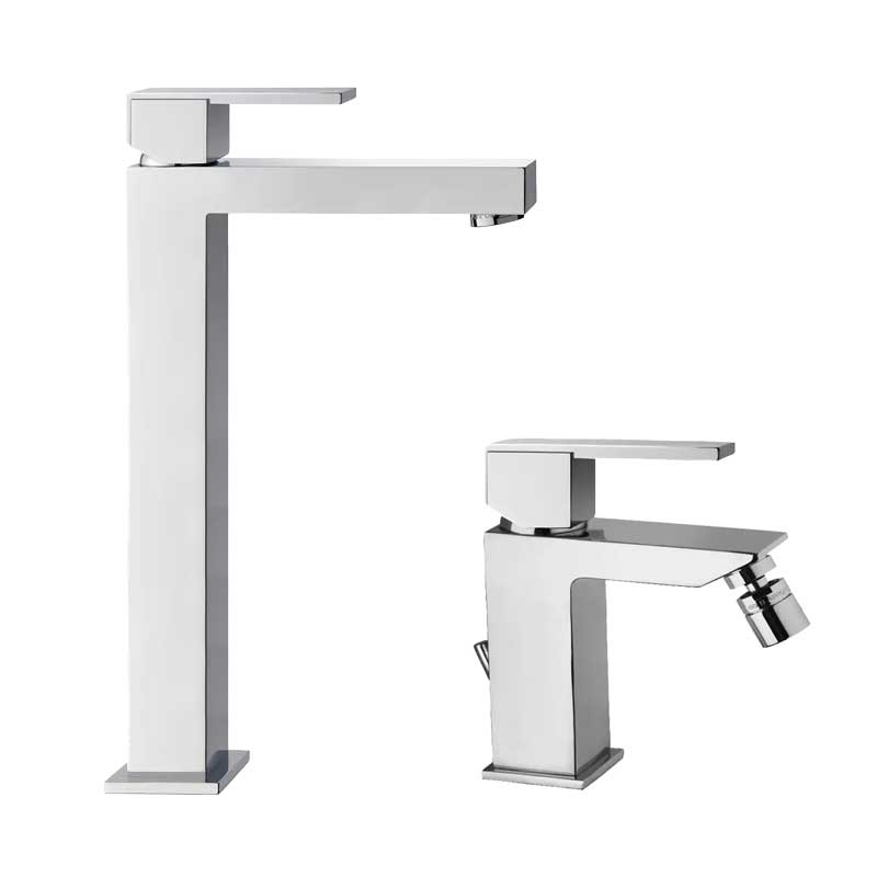 Set di miscelatori Lavabo Alto e Bidet in ottone Cromo collezione Feel di Mamoli Rubinetterie by CeramicStore | Lo specialista del tuo bagno