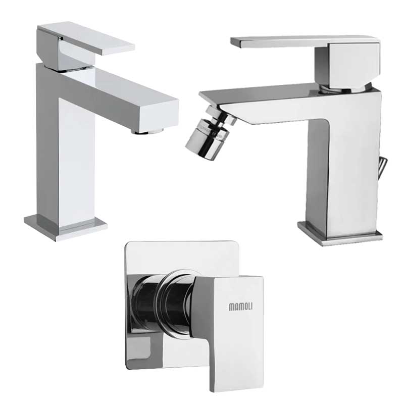 Set di miscelatori Lavabo, Bidet e Doccia incasso in ottone Cromo collezione Feel di Mamoli Rubinetterie by CeramicStore | Lo specialista del tuo bagno