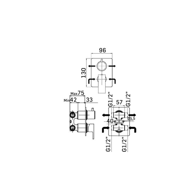 Set di miscelatori Lavabo Alto, Bidet e Doccia incasso con Deviatore in ottone Cromo collezione Feel di Mamoli Rubinetterie by CeramicStore | Lo specialista del tuo bagno