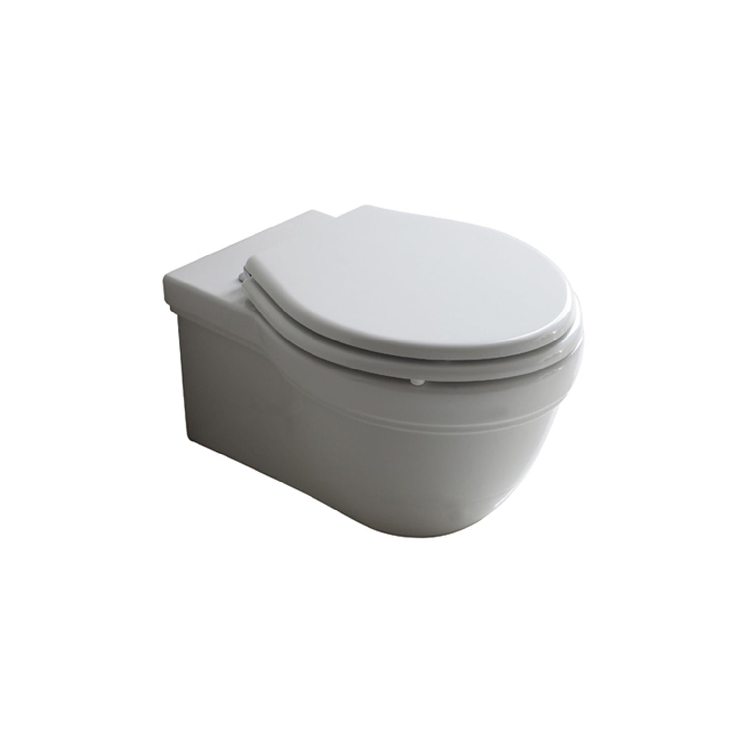 Vaso sospeso 55x38 cm con sedile soft close serie Ethos di Ceramica Galassia