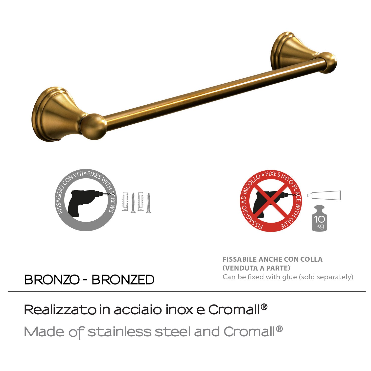 Portasalviette 45 cm a parete di Gedy serie Romance - Bronzo by CeramicStore | Lo specialista del tuo bagno