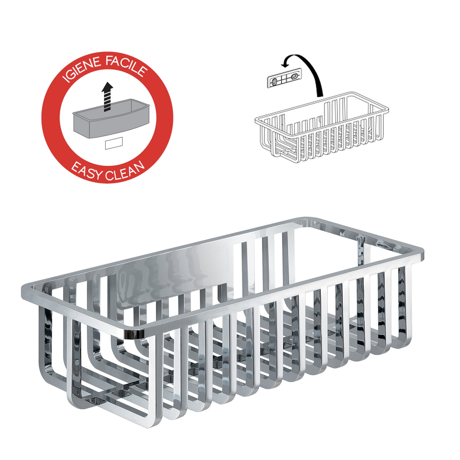 Portaoggetti doccia rettangolare modello Tiberio di Gedy - Cromato by CeramicStore | Lo specialista del tuo bagno