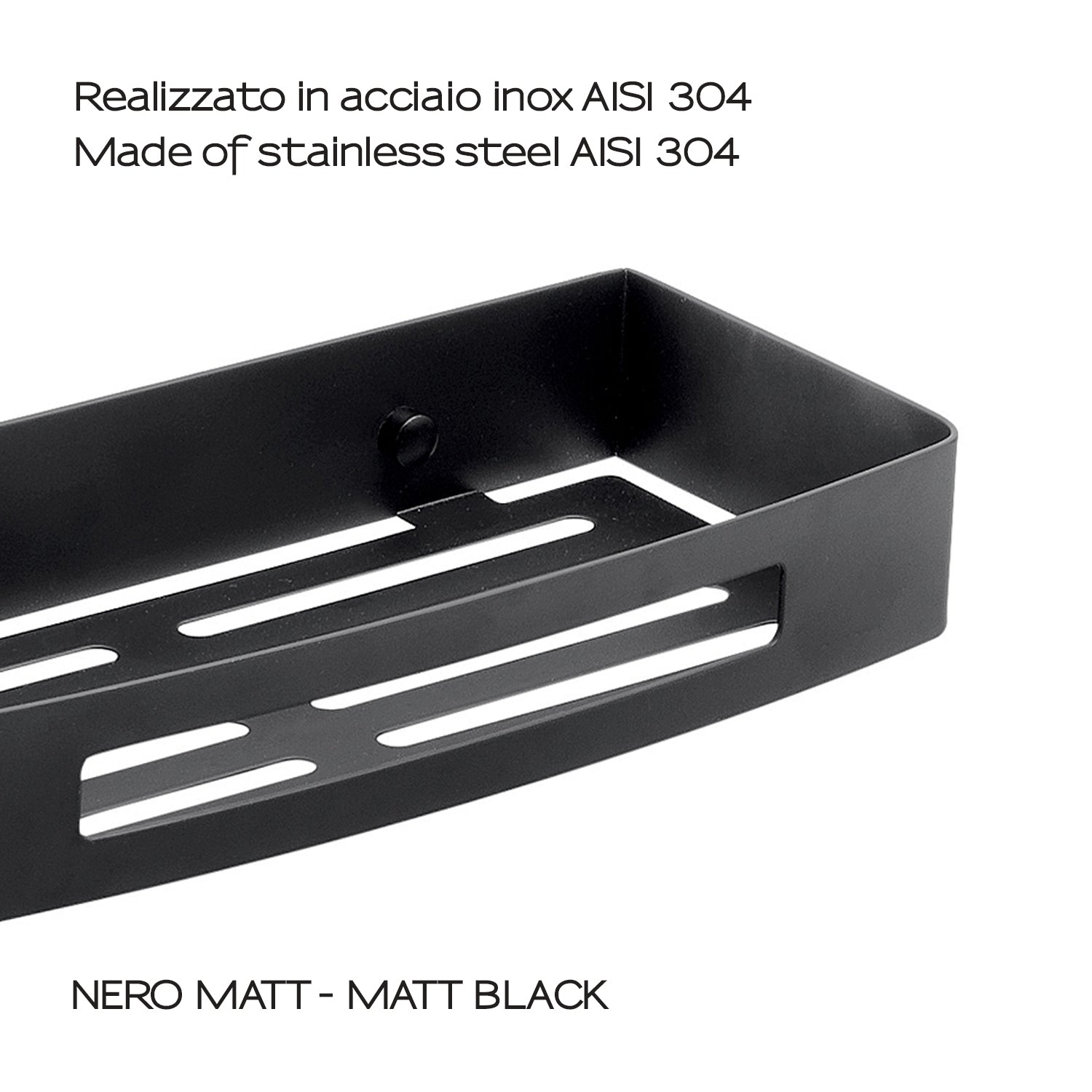 Portaoggetti rettangolare doccia Nerva di Gedy in Acciaio Inox - Nero Matt by CeramicStore | Lo specialista del tuo bagno