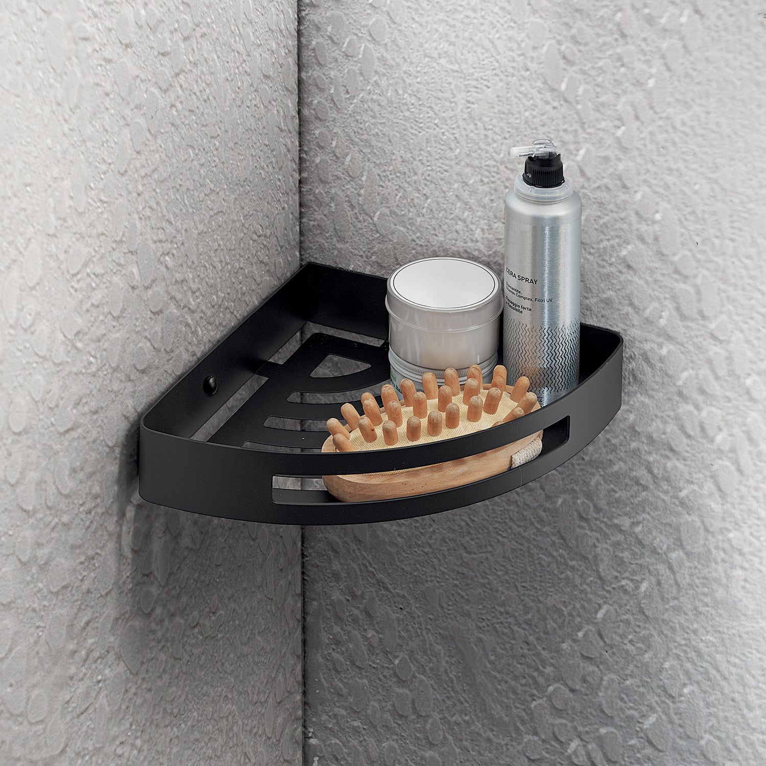 Portaoggetti doccia angolare Nerva di Gedy in Acciaio Inox - Nero Matt by CeramicStore | Lo specialista del tuo bagno
