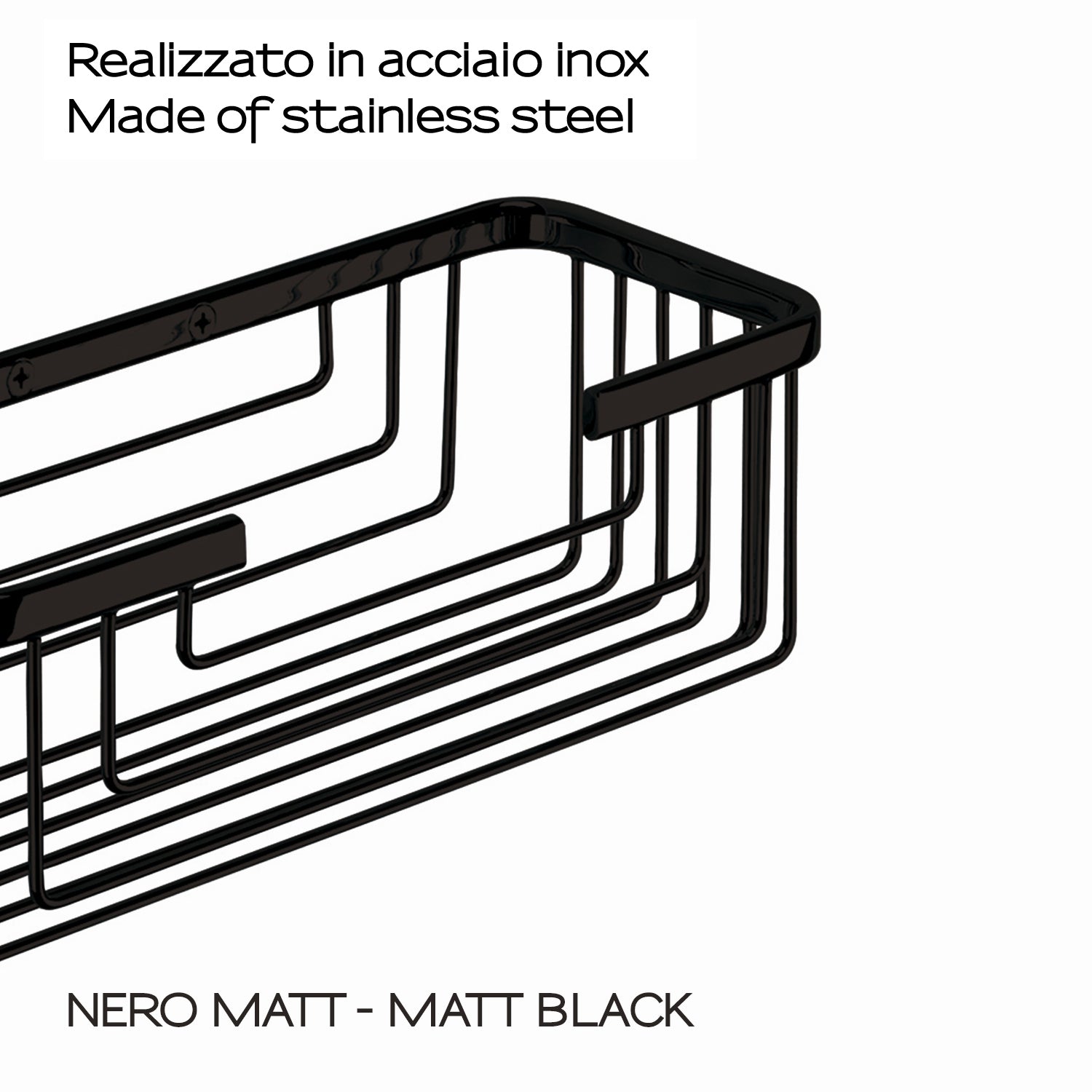 Portaoggetti doccia rettangolare alto modello Augustus di Gedy - Nero Matt by CeramicStore | Lo specialista del tuo bagno