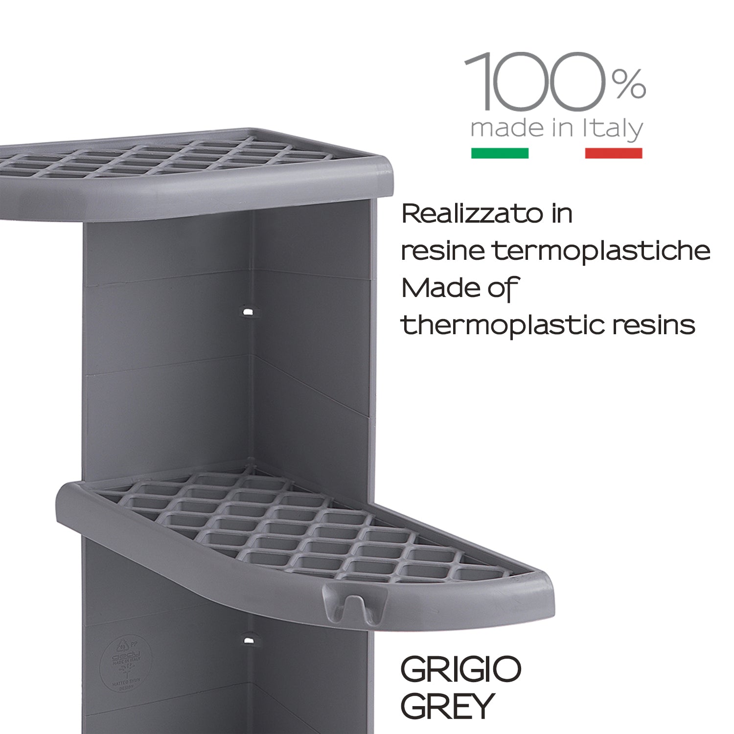 Portaoggetti doccia angolare modello Oscar di Gedy - Grigio by CeramicStore | Lo specialista del tuo bagno
