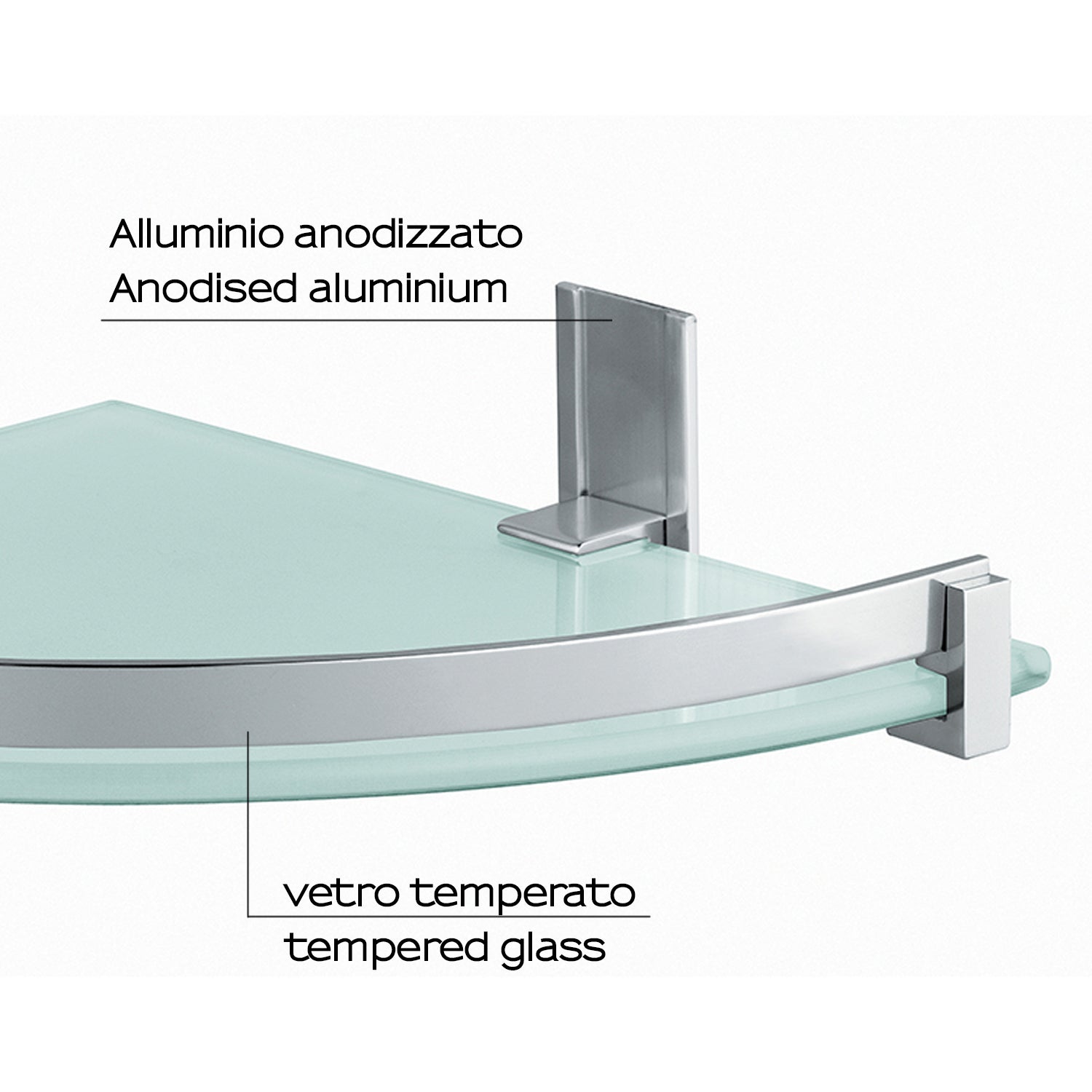 Portasapone e oggetti per doccia Gedy Cloud, alluminio e vetro temperato cm 26x5,8x26 by CeramicStore | Lo specialista del tuo bagno