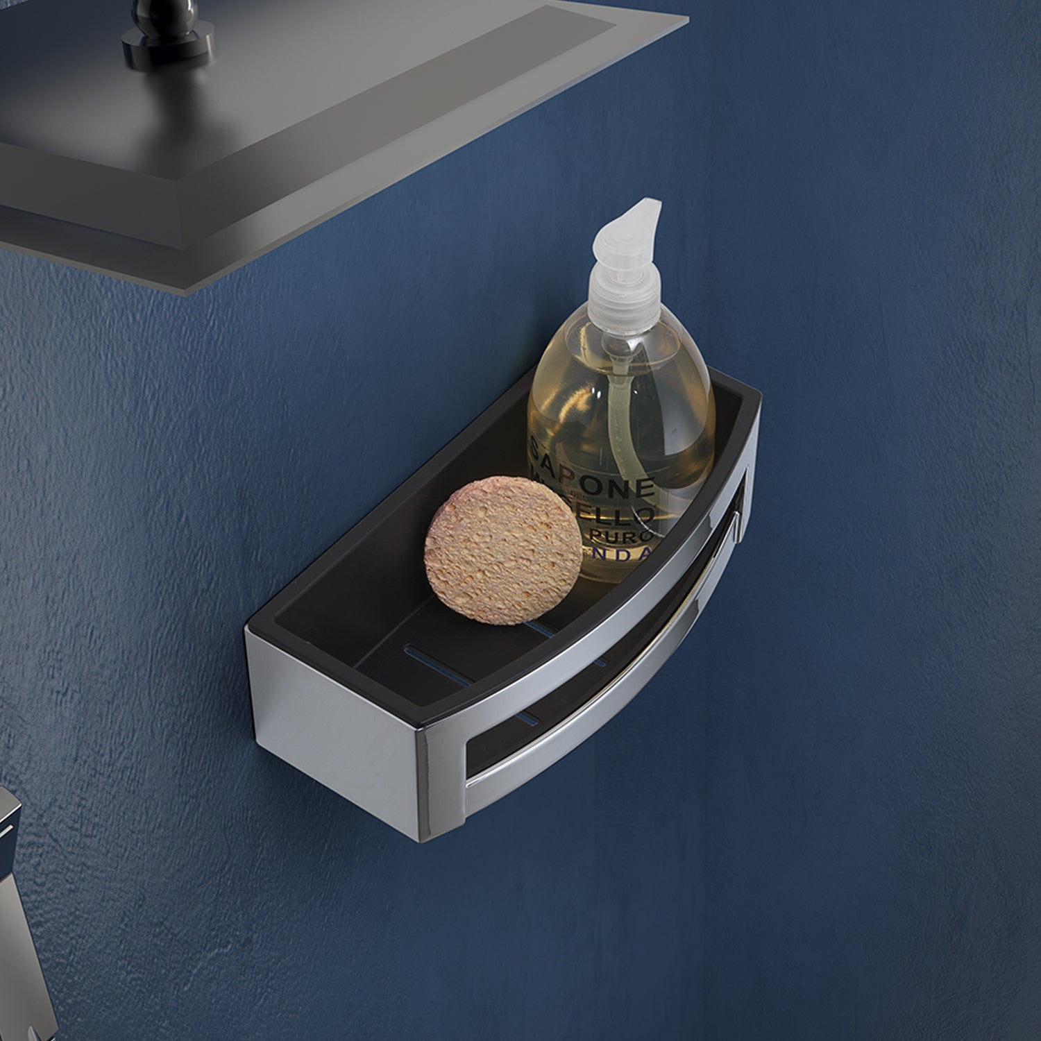 Portaoggetti doccia rettangolare modello Zante di Gedy in Cromall e ABS - Cromato/Nero by CeramicStore | Lo specialista del tuo bagno