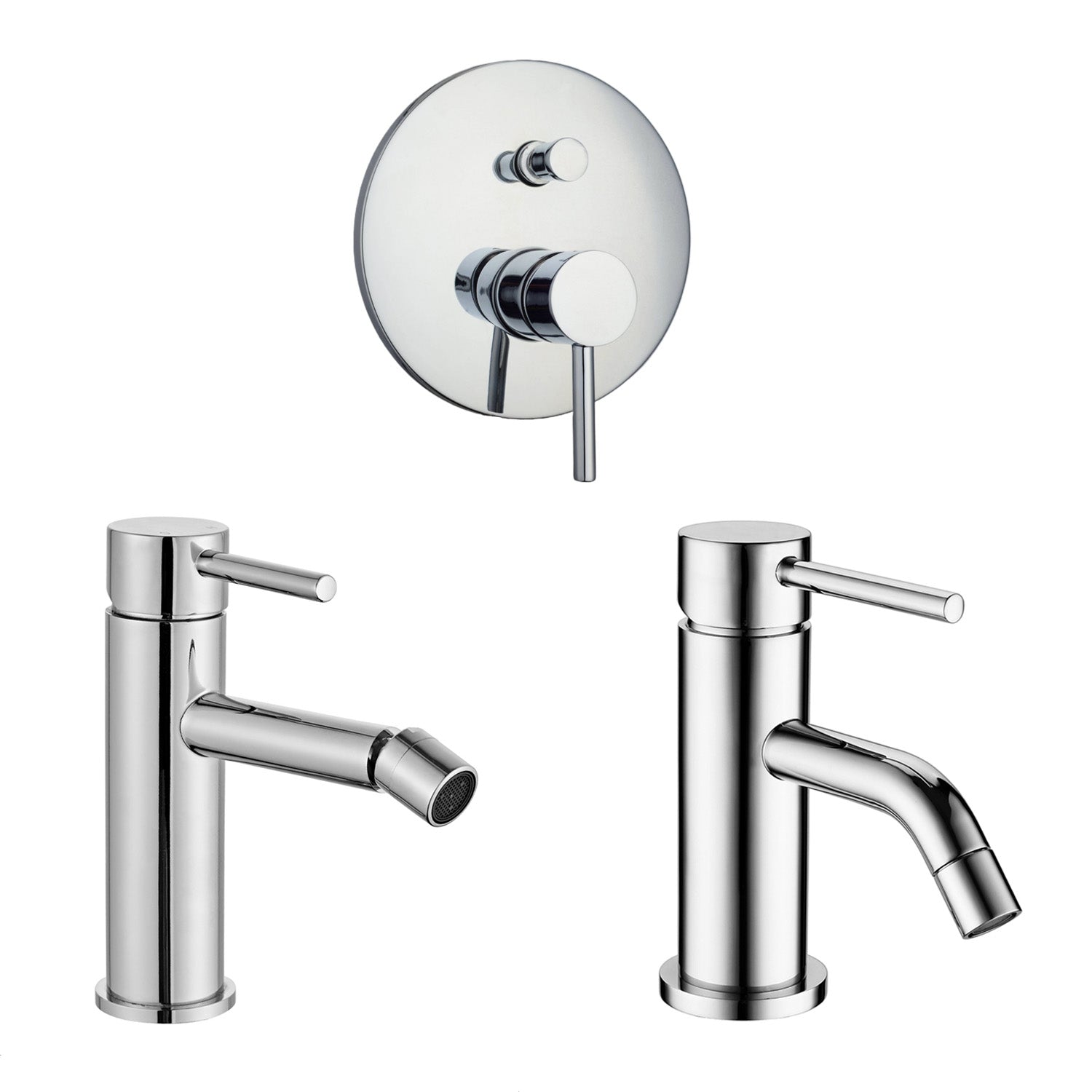 Composizione di miscelatori per lavabo, bidet e doccia 2 vie Moon in ottone cromato by CeramicStore | Lo specialista del tuo bagno