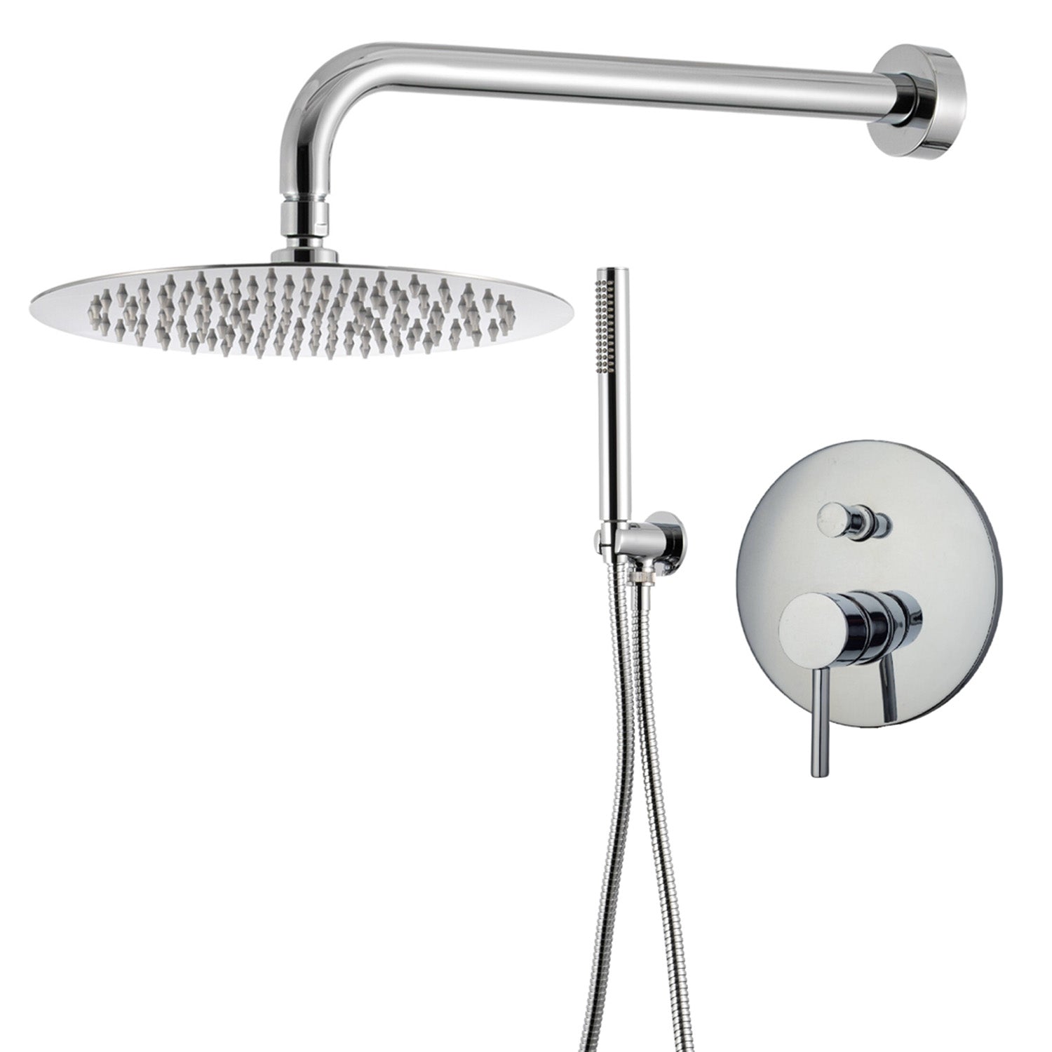 Kit doccia con incasso a due vie e soffione tondo 200 mm in ottone cromato Moon by CeramicStore | Lo specialista del tuo bagno