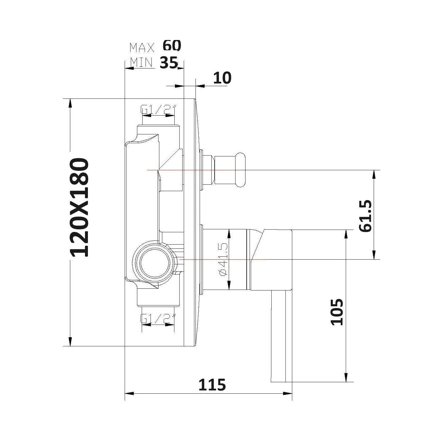 Miscelatore doccia ad incasso due vie quadro Echo in ottone cromato by CeramicStore | Lo specialista del tuo bagno
