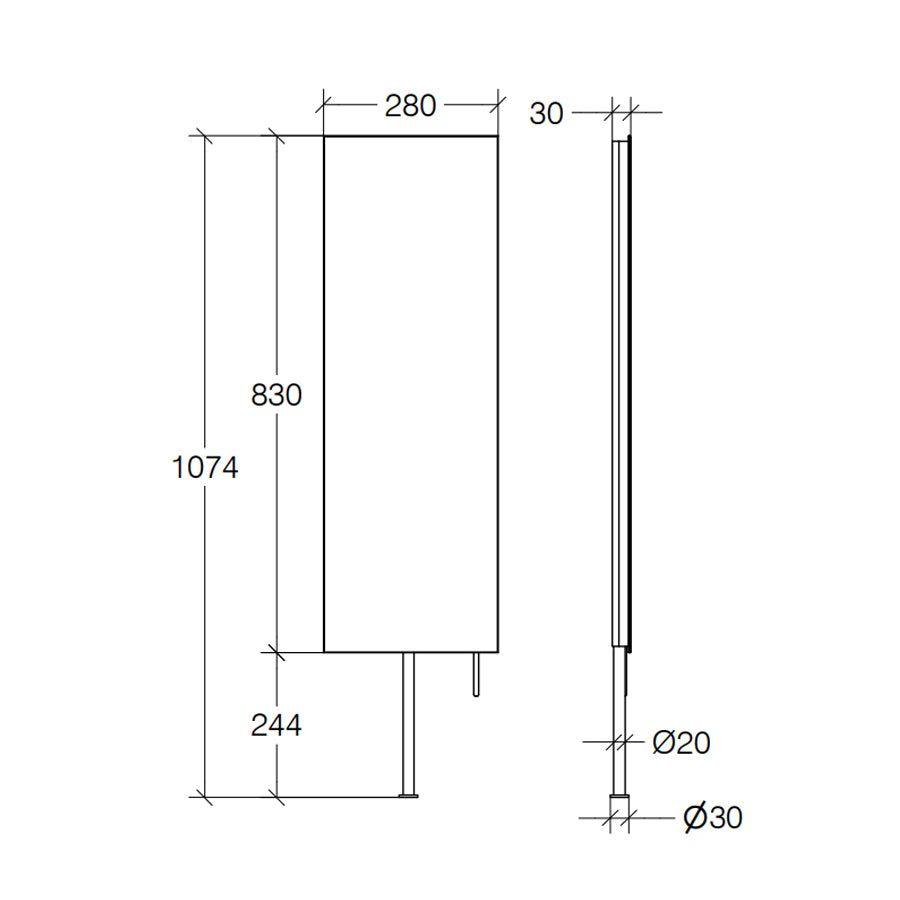 Specchio rettangolare alto filo lucido con asta rotante per fissaggio su piano Lineabeta Speci cm 28x107,4 by CeramicStore | Lo specialista del tuo bagno