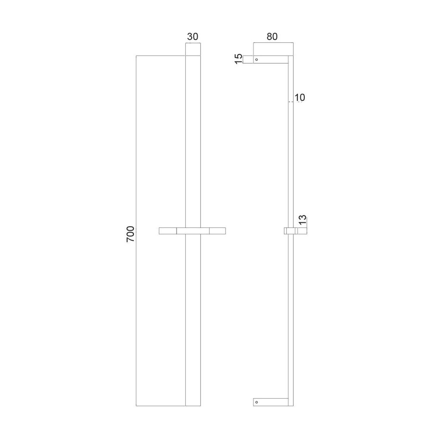 Saliscendi in ottone 10x30mm doccia Glamour e flessibile cromo by CeramicStore | Lo specialista del tuo bagno