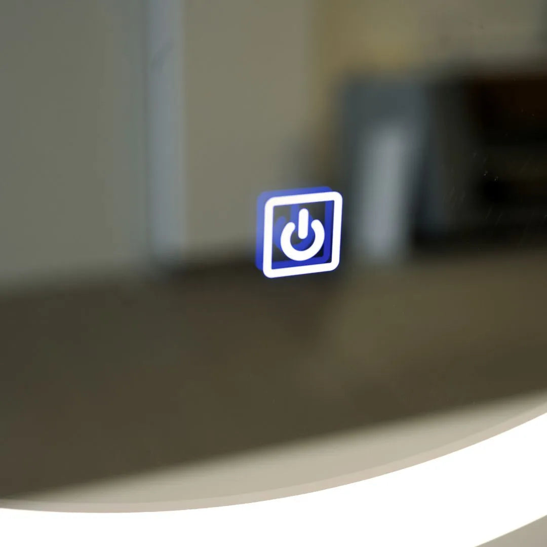 Specchio tondo touch con cinghia in ecopelle e luce LED integrata Cubi&Co diametro 60 cm by CeramicStore | Lo specialista del tuo bagno