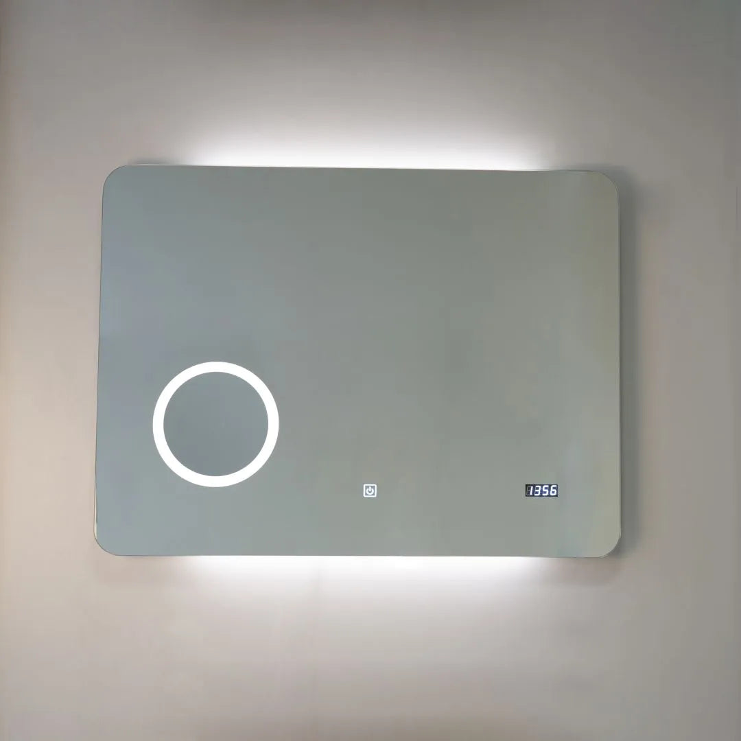 Specchio rettangolare touch dotato di orologio, termometro e ingrandimento 100x70 cm by CeramicStore | Lo specialista del tuo bagno
