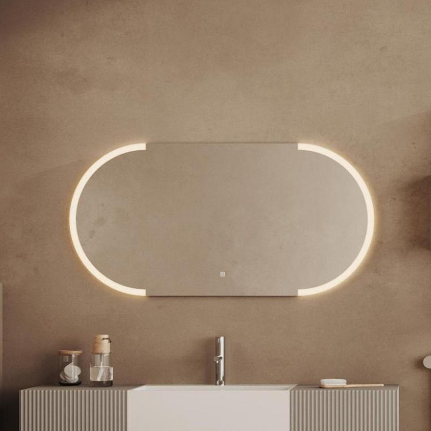 Specchio touch ovale orizzontale con luce LED integrata Cubi&Co 120x60 cm by CeramicStore | Lo specialista del tuo bagno