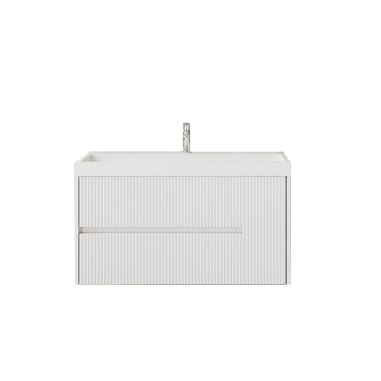 Mobile bagno cannettato con lavabo cm 80 colore bianco opaco installazione sospesa - Cubi&Co Collezione Pure by CeramicStore | Lo specialista del tuo bagno