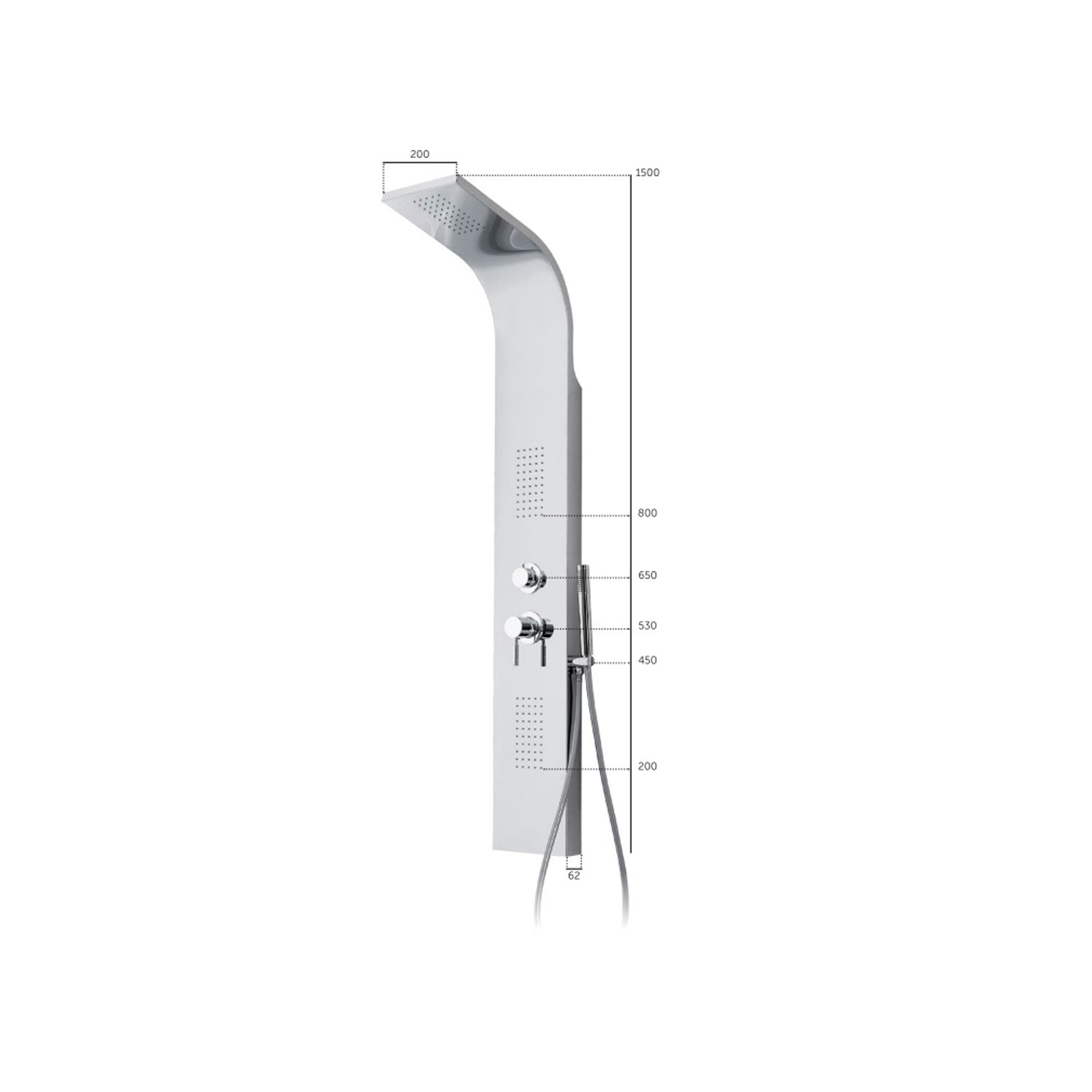 Colonna doccia in acciaio inox lucido con soffione a pioggia e laterali Keller Taps by CeramicStore | Lo specialista del tuo bagno