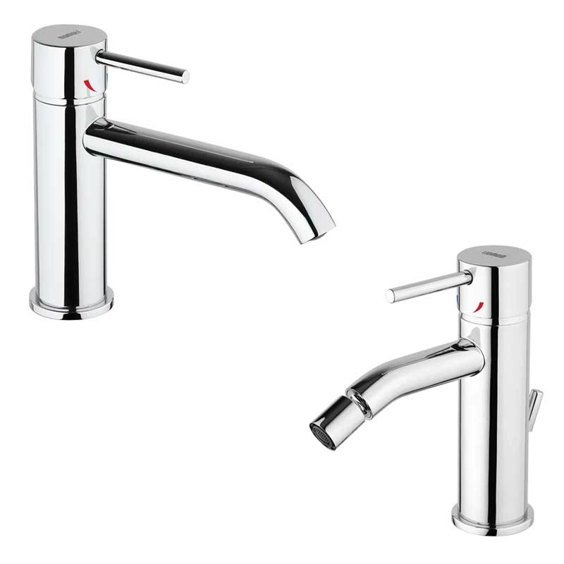 Set di Rubinetti Lavabo a canna lunga e Bidet con scarico in ottone Cromo collezione Pico di Mamoli Rubinetterie by CeramicStore | Lo specialista del tuo bagno