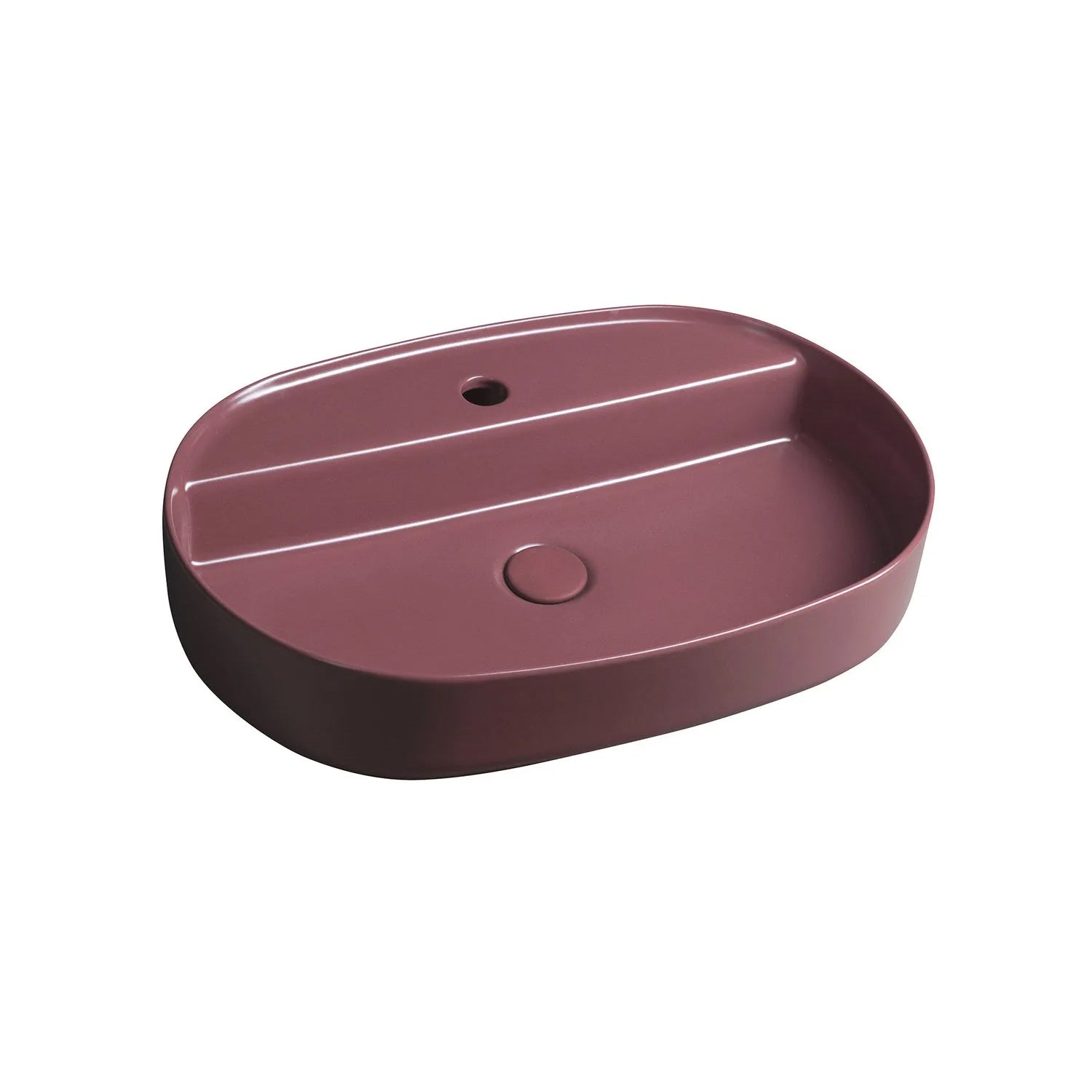 Lavabo d'appoggio ovale con foro BathCore serie Infinity 60x40 color Bordeaux