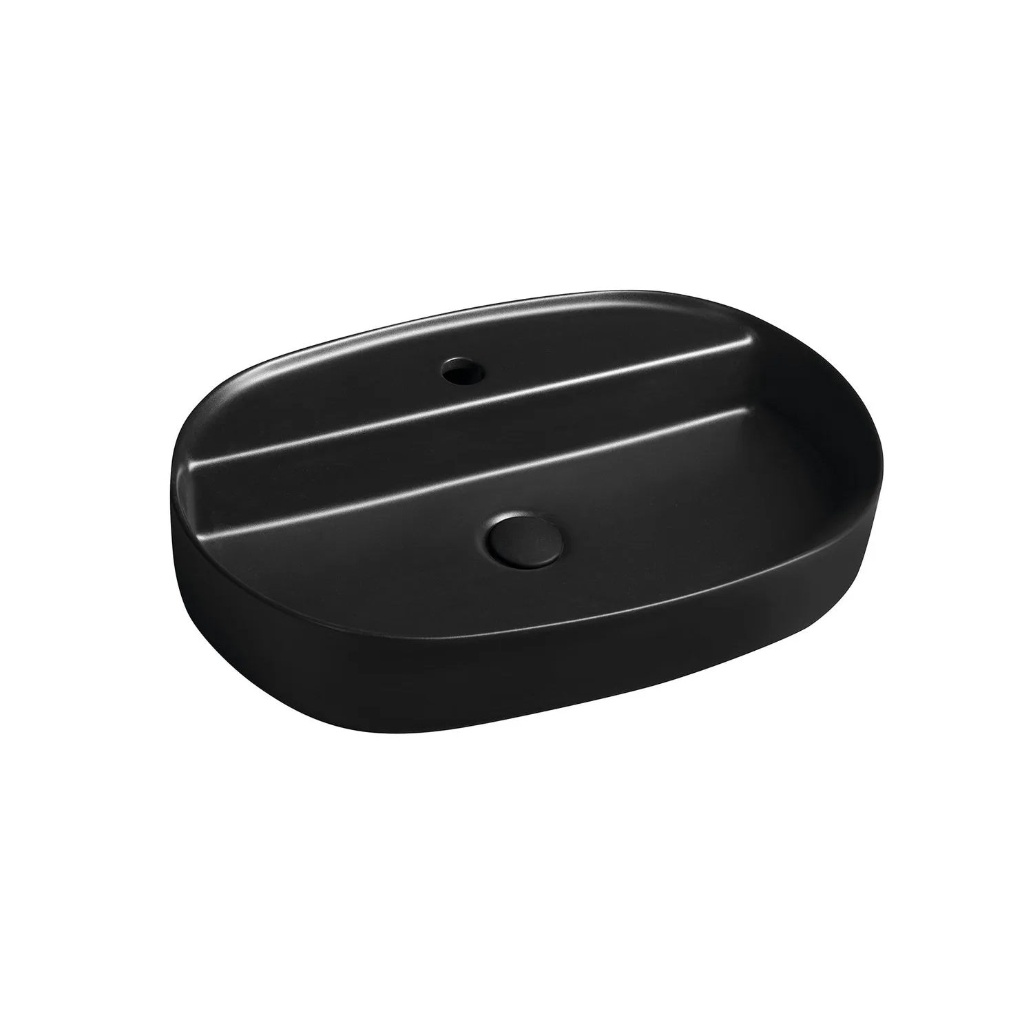 Lavabo d'appoggio ovale con foro BathCore serie Infinity 60x40 color Nero Opaco