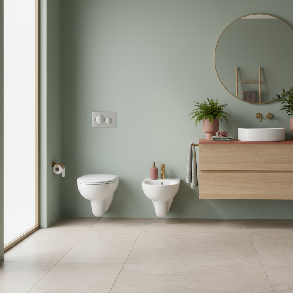 Sanitari sospesi wc+bidet +sedile soft close Geberit 'Selnova Pro' cm 53