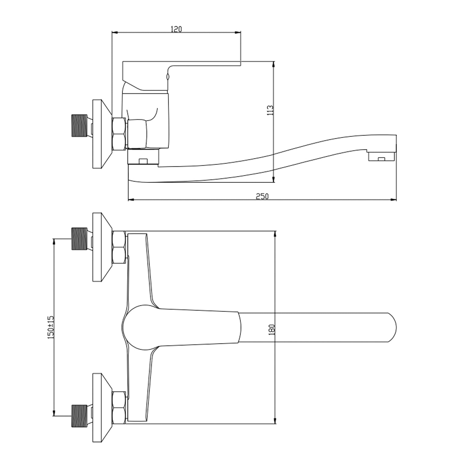 Miscelatore monocomando lavello a muro con canna girevole RubiFlux serie Margaret - Cromo