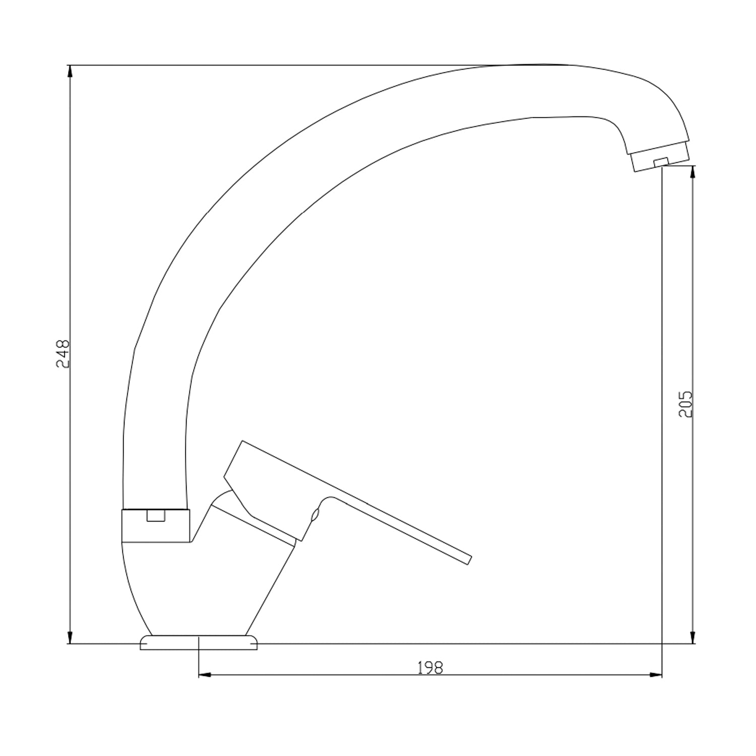 Miscelatore monocomando lavello bocca alta RubiFlux serie Margaret - Cromo