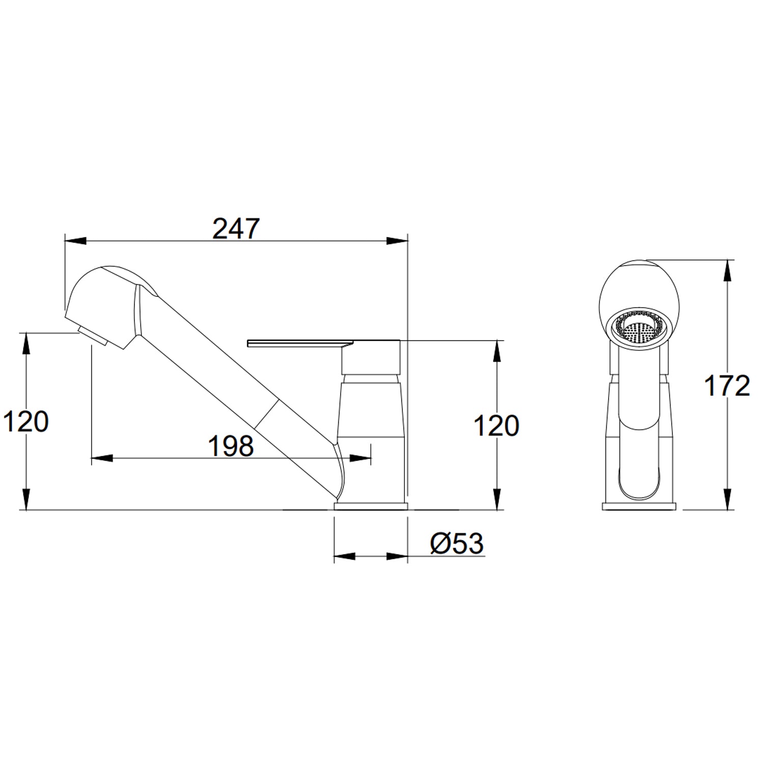 Miscelatore monocomando lavello con doccetta estraibile RubiFlux serie Margaret - Cromo