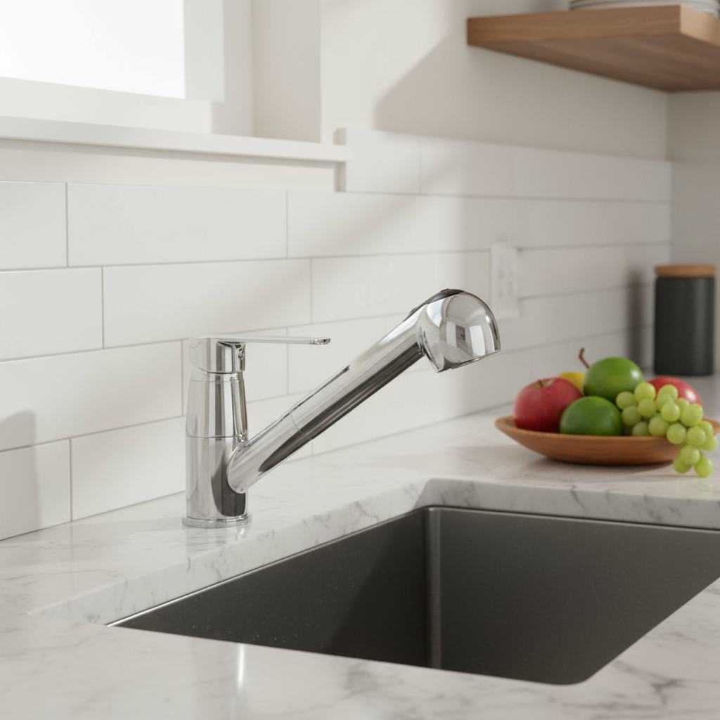 Miscelatore monocomando lavello con doccetta estraibile RubiFlux serie Margaret - Cromo