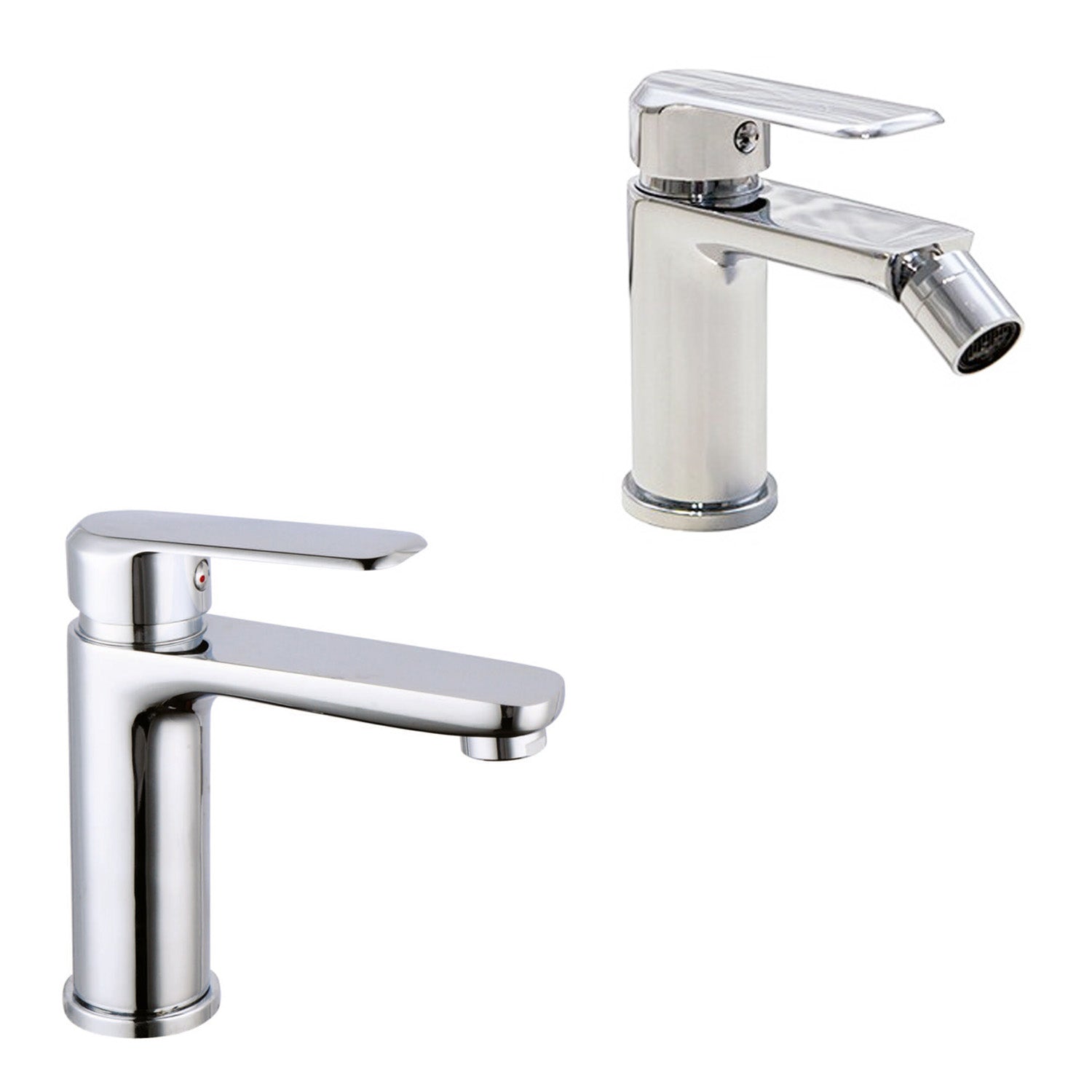 Coppia di miscelatori per lavabo e bidet serie Hopper in ottone cromato by CeramicStore | Lo specialista del tuo bagno