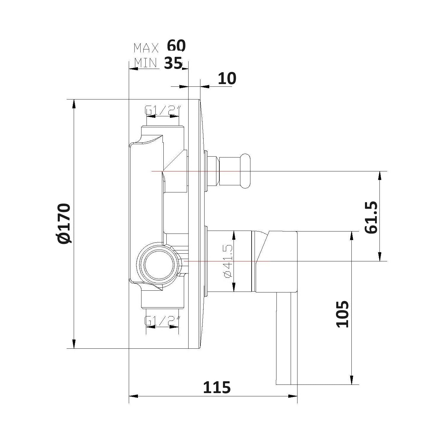 Kit doccia con incasso a due vie e soffione tondo 200mm in ottone cromato Hopper by CeramicStore | Lo specialista del tuo bagno