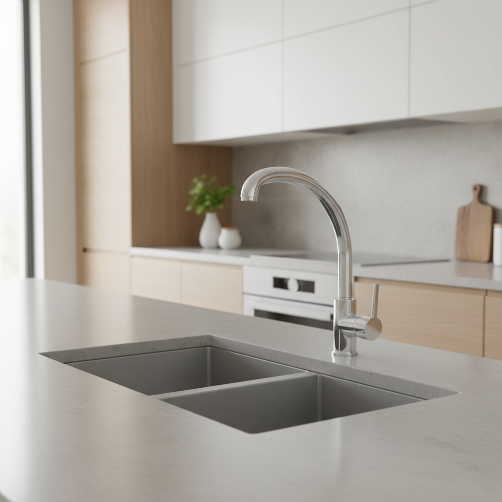 Chromatischer seitlicher Spülbeckenmischer mit schwenkbarem Auslauf Celia