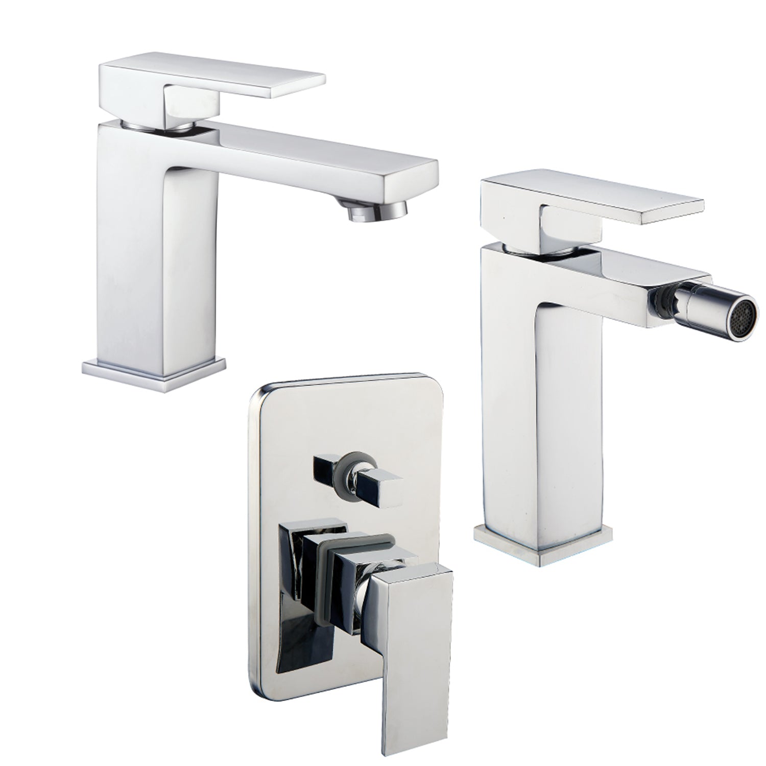 Set di miscelatori lavabo+bidet+doccia modello Eco 2.0 in ottone cromato by CeramicStore | Lo specialista del tuo bagno