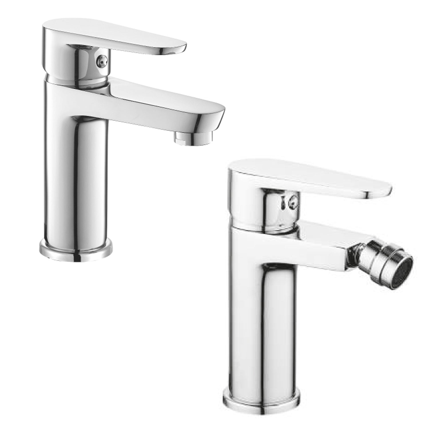 Set di miscelatori lavabo e bidet modello Rose 2.0 in ottone cromato con scarico automatico 11/4'' by CeramicStore | Lo specialista del tuo bagno