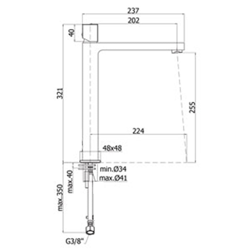 Miscelatore lavabo alto senza scarico modello Parffoni Elle con leva cubo by CeramicStore | Lo specialista del tuo bagno
