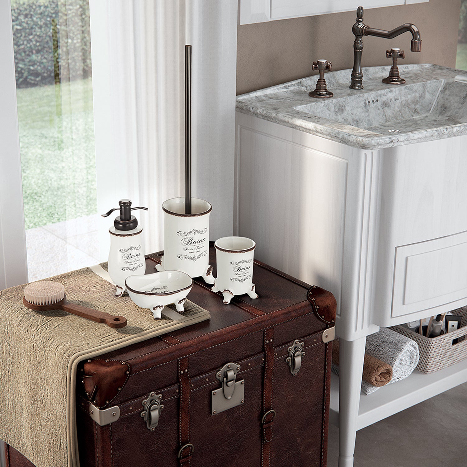 Portasapone da appoggio in ceramica Gedy serie Amelie - Bianco