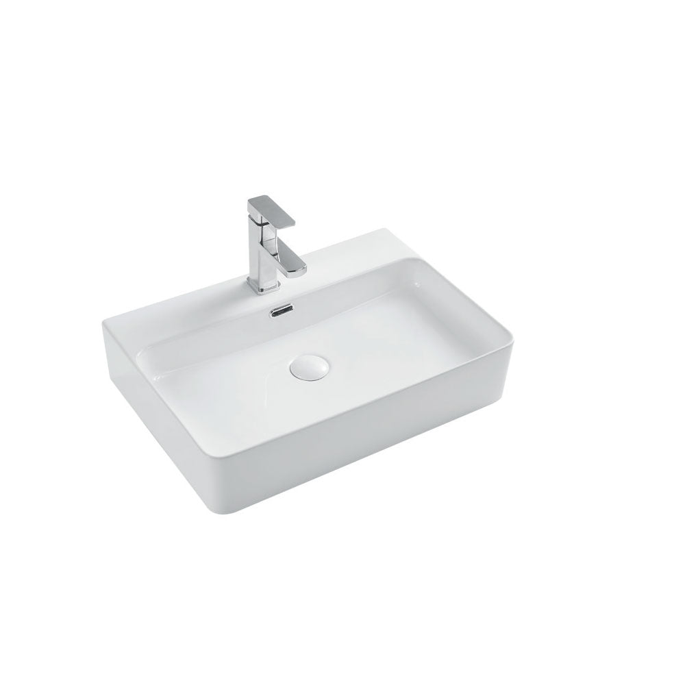 Lavabo da appoggio Rettangolare 60x42 Bianco Lucido Ceramica Althea collezione SPEED con foro rubinetto