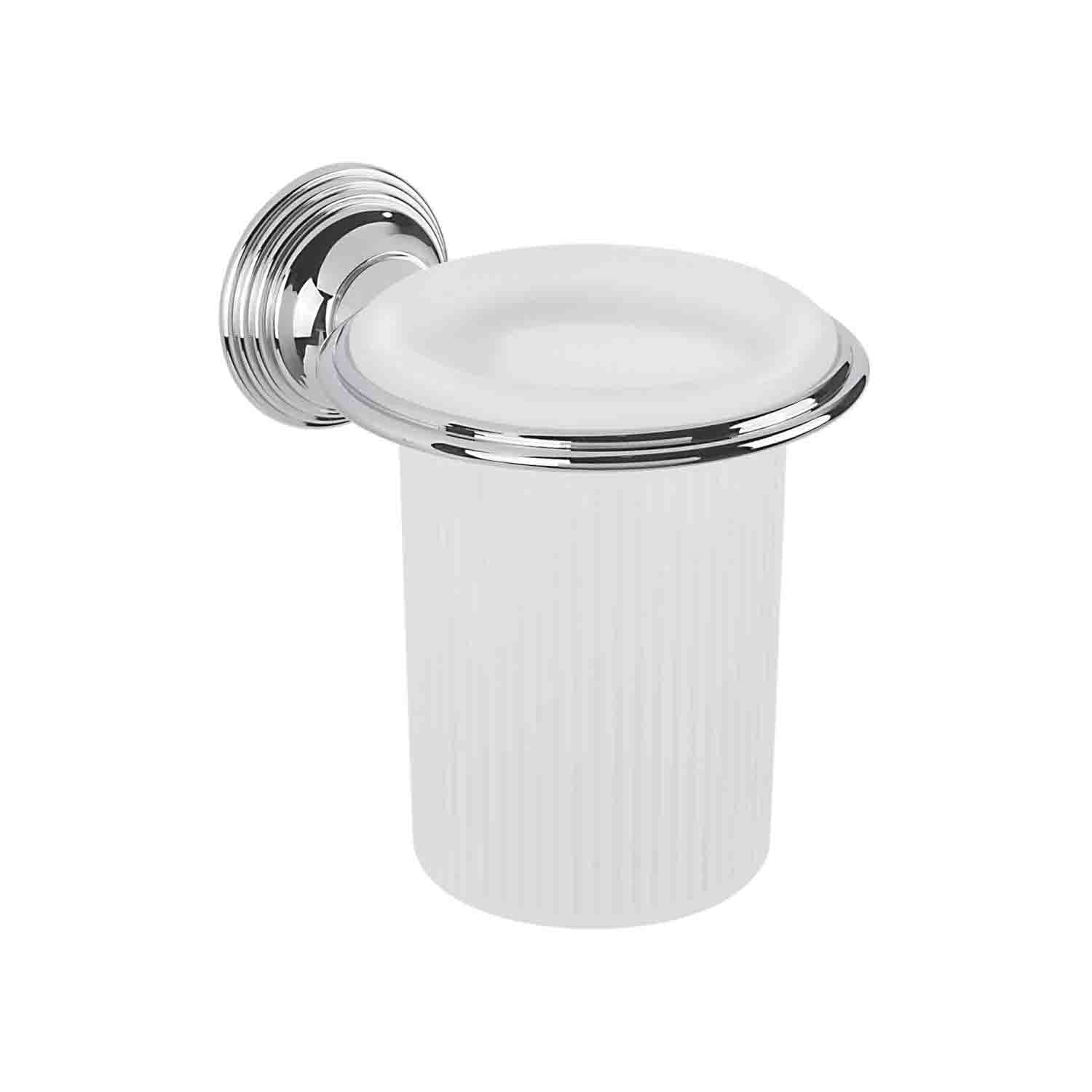 Porta bicchiere in ottone cromato e vetro acidato collezione Hermitage di Colombo Design