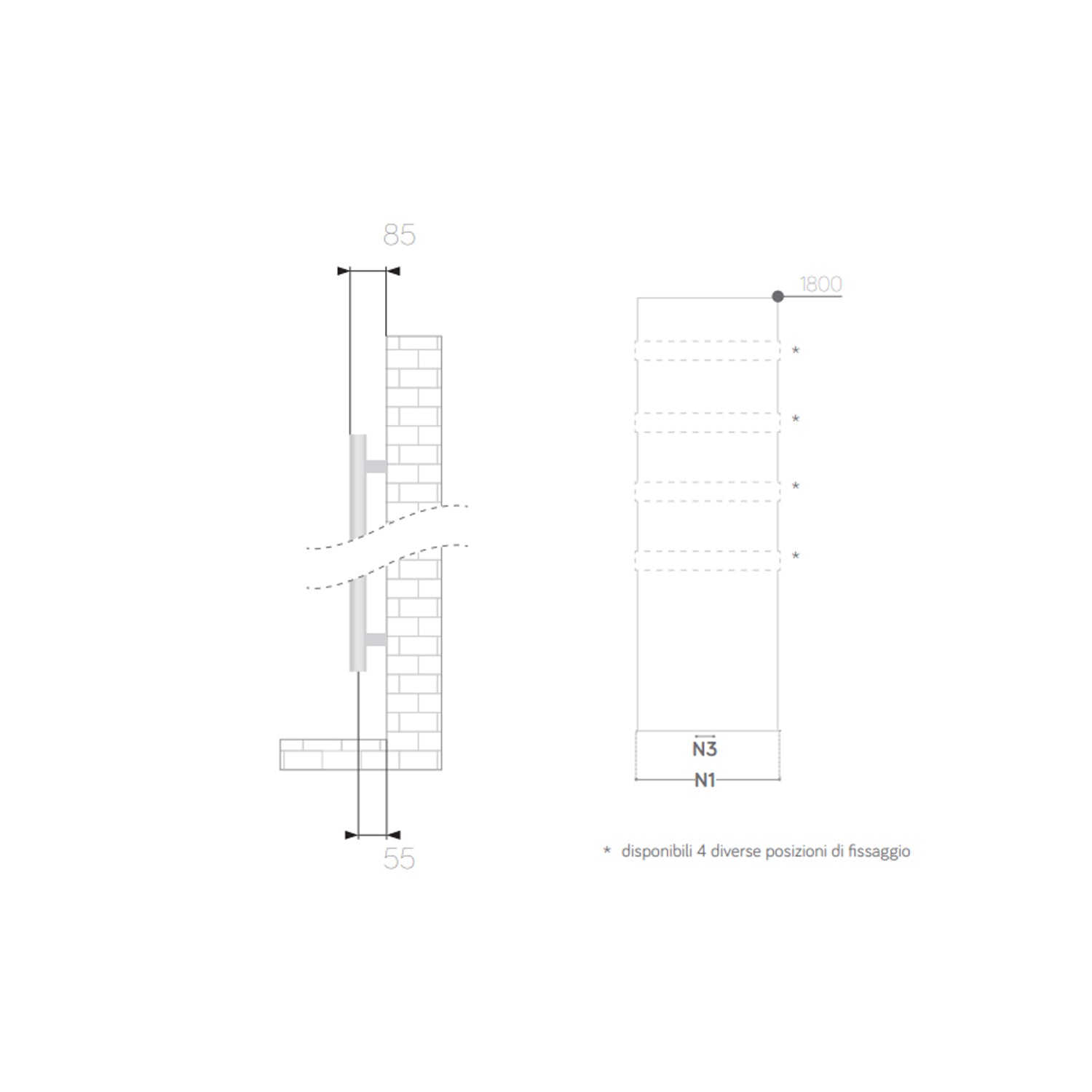 Radiatore d'arredo Piastra Lazzarini modello Ischia 180x45,9 cm interasse 50/455 mm finitura Bianco by CeramicStore | Lo specialista del tuo bagno