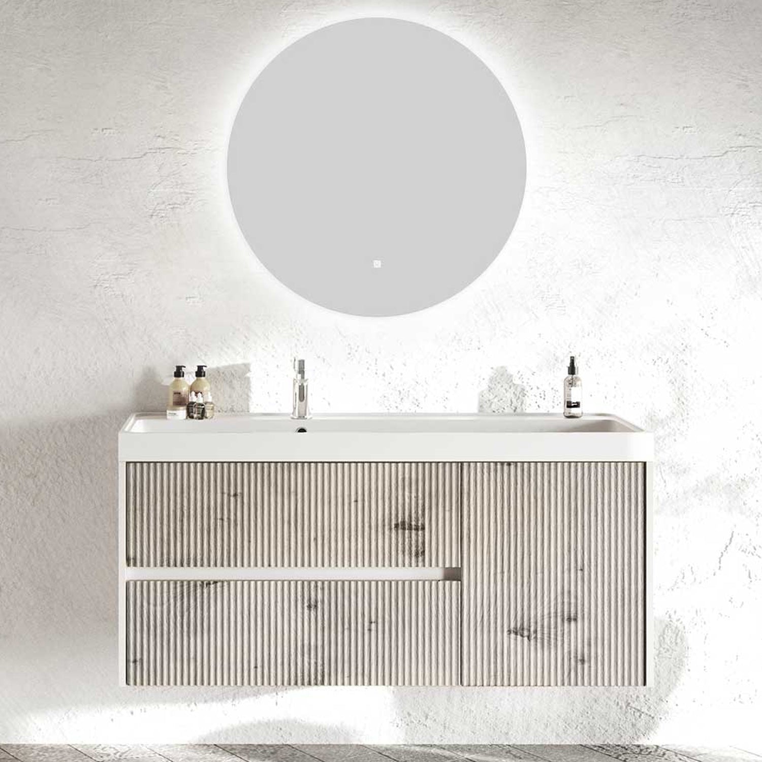 Mobile bagno cannettato ad installazione sospesa con lavabo cm 120 colore grigio antico - Cubi&Co Collezione Pure by CeramicStore | Lo specialista del tuo bagno