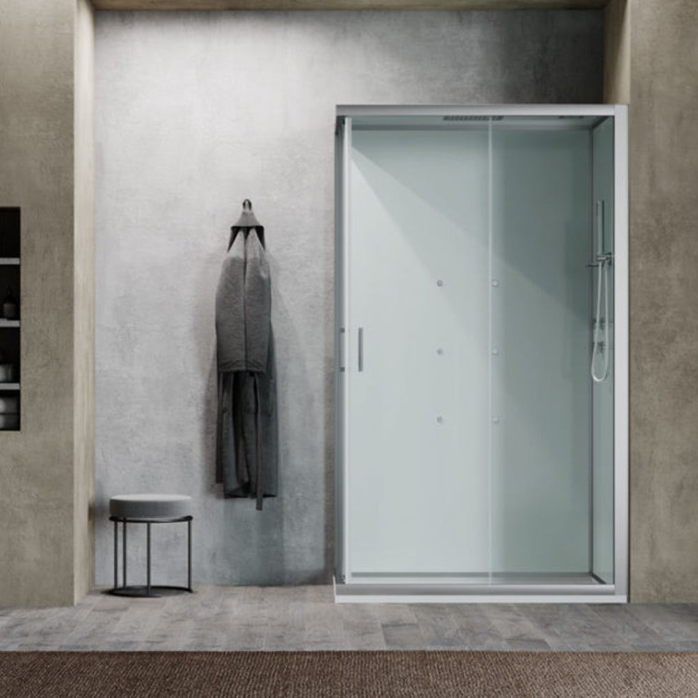 Cabina doccia multifunzione Ercole Plus cm 120x70 con idrogetti dorsali Bluetooth e Cromoterapia- Versione Destra by CeramicStore | Lo specialista del tuo bagno