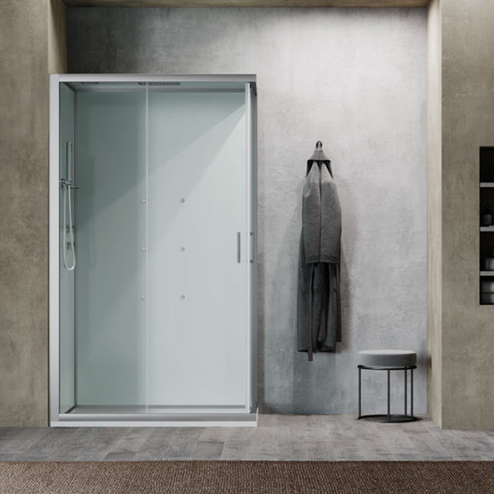 Cabina doccia multifunzione Ercole Plus cm 100x80 con idrogetti dorsali Bluetooth e Cromoterapia- Versione Sinistra by CeramicStore | Lo specialista del tuo bagno