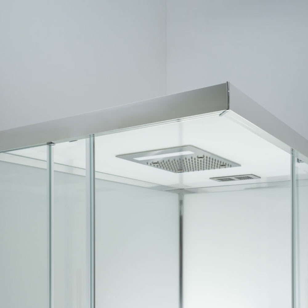 Cabina doccia multifunzione Ercole Plus cm 100x80 con idrogetti dorsali Bluetooth e Cromoterapia- Versione Sinistra by CeramicStore | Lo specialista del tuo bagno