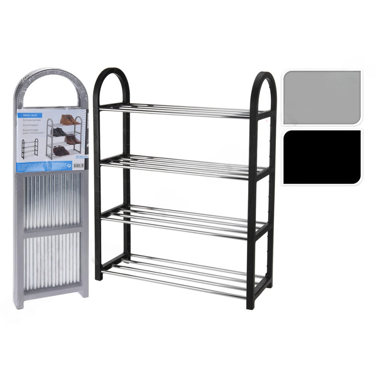 Scarpiera a 4 ripiani - Cromo/Nero by CeramicStore | Lo specialista del tuo bagno